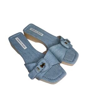 Veronica Beard Davina Denim Sandals Blue Slip-On Size 7M - worn once.